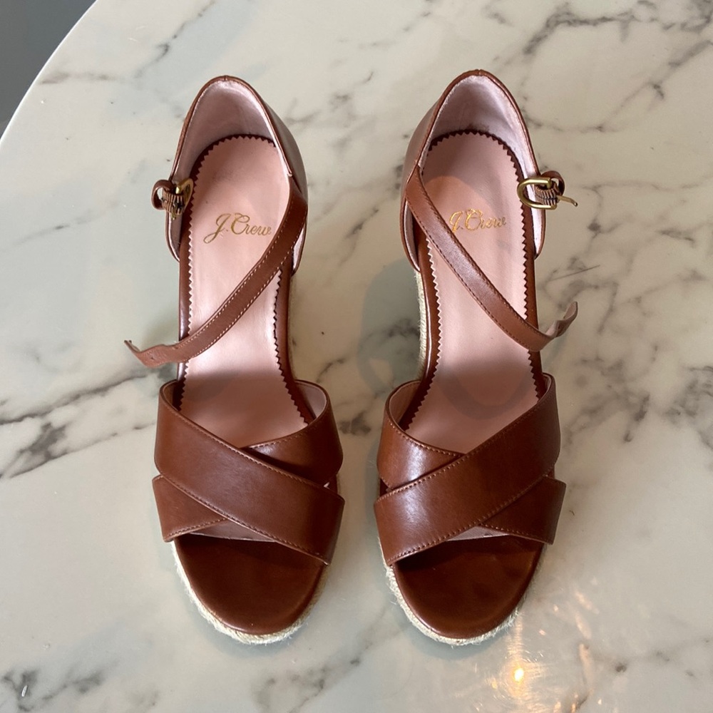 J Crew espadrille leather wedge sandals size 6